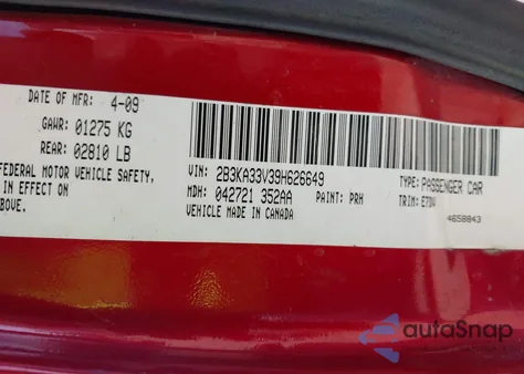 2009 Dodge Charger Sxt from USA, damaged, VIN 2B3KA33V39H626649